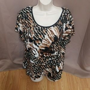 Cato Woman Brown Ruffle Short Sleeve Shirt size 2X